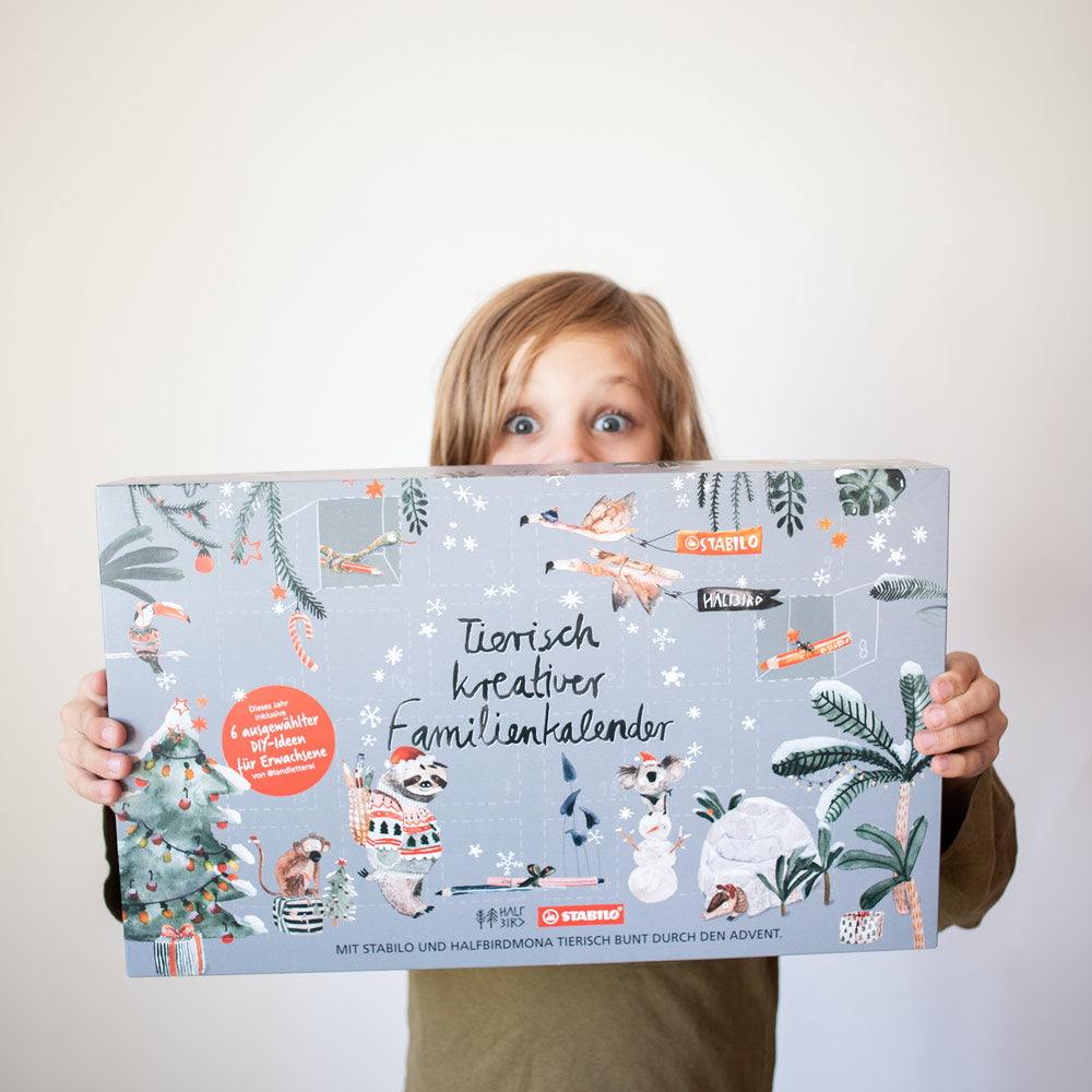 Tierisch kreativer Familienkalender Adventskalender Halfbird X Stabilo