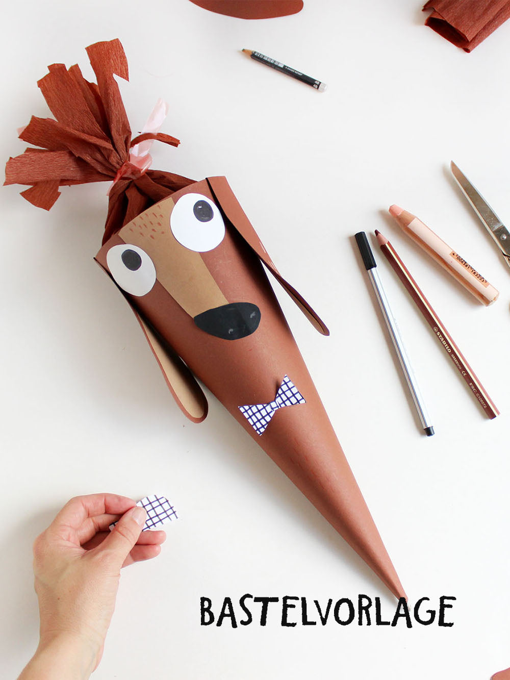 Dackel Zuckertüte | Bastelvorlage