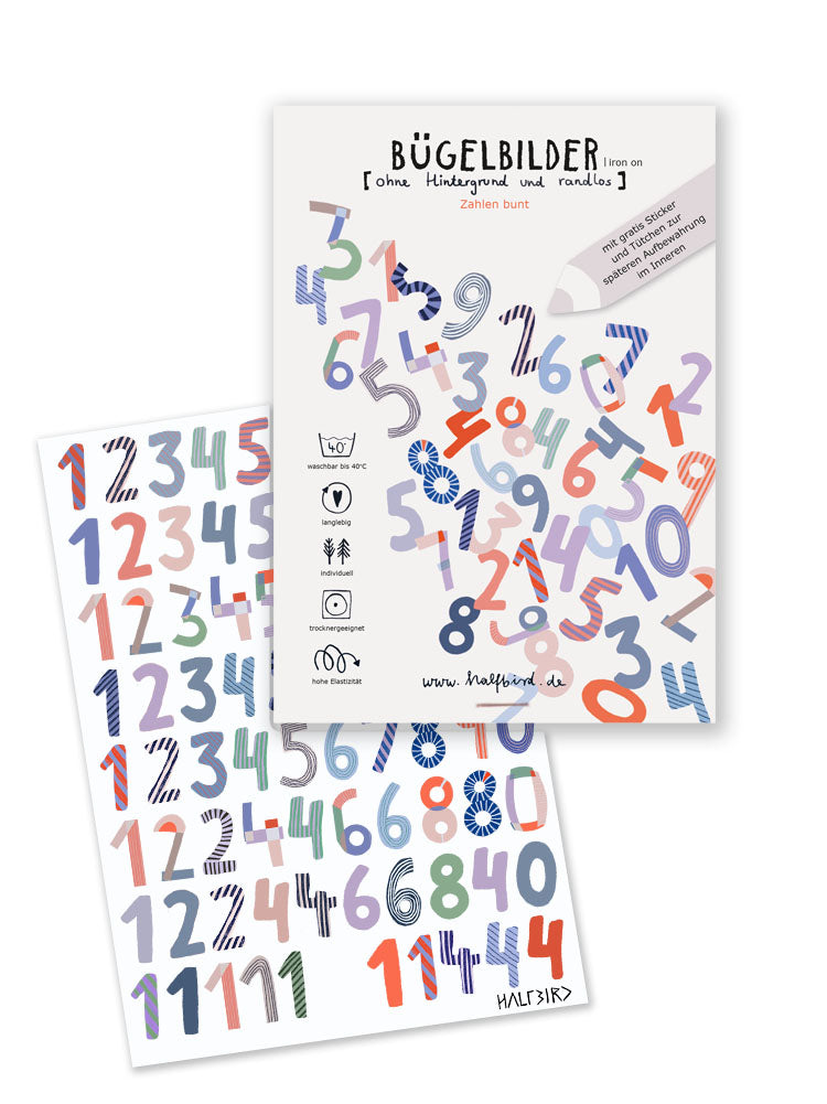 Bügelbilder randlos "Zahlen BUNT"