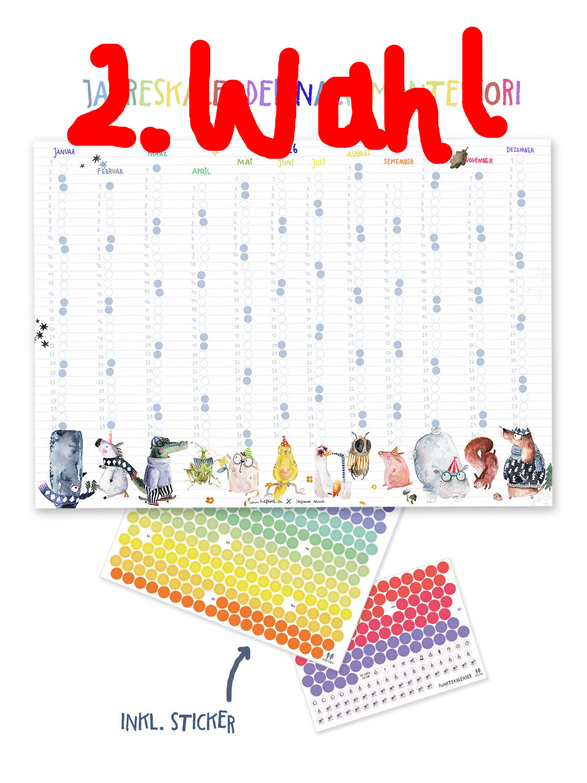 Stickerkalender nach Montessori von Halfbird mit Sticker Sheets