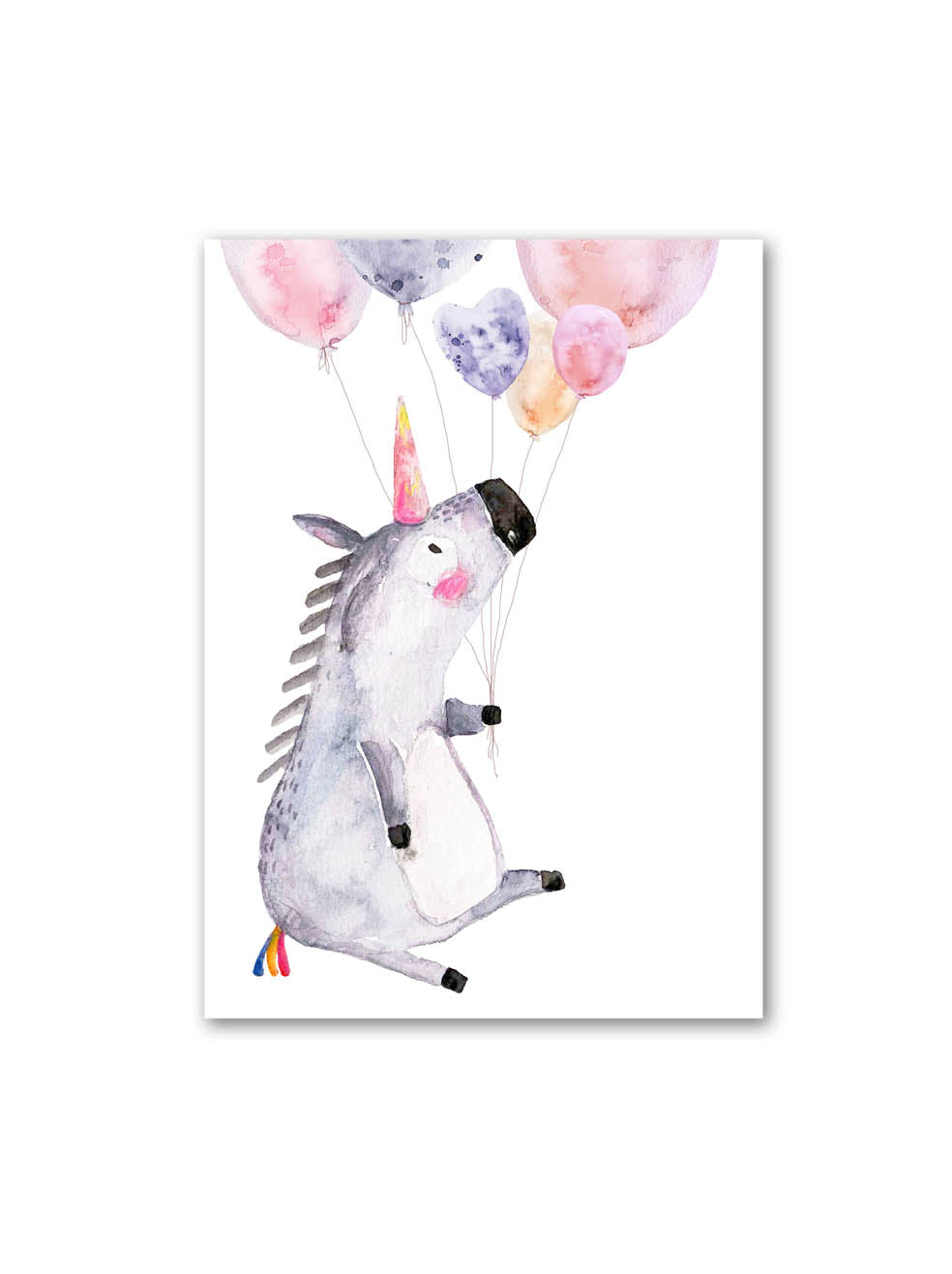 Postkarte "Einhorn mit Luftballons"