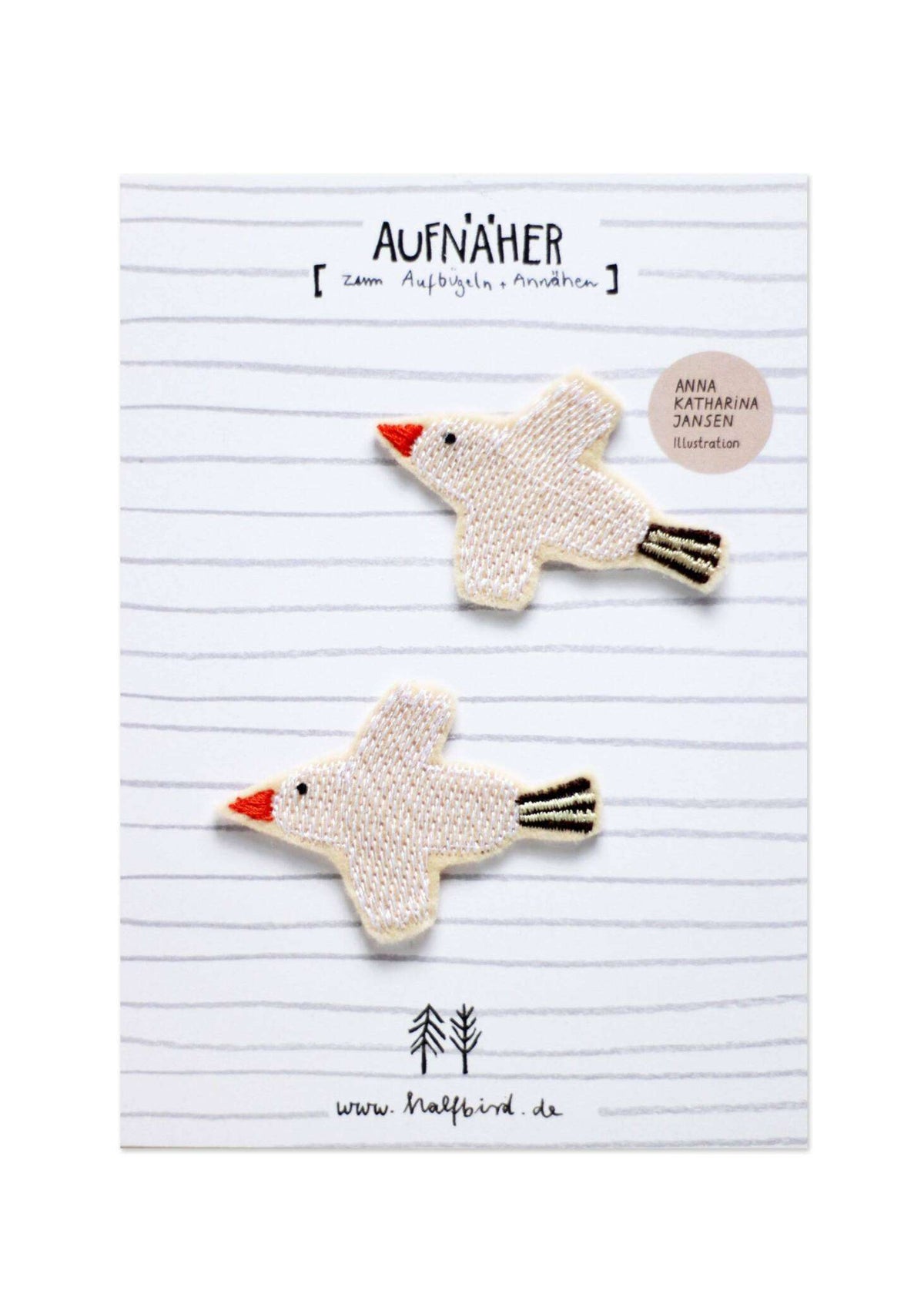 Aufnäher Vogel zum Aufbügeln von halfbird.