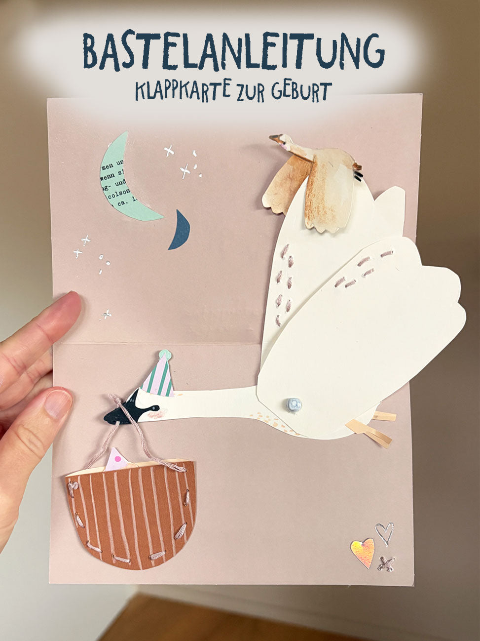 Bastelvorlage "Klappkarte Schwan” | Geburt