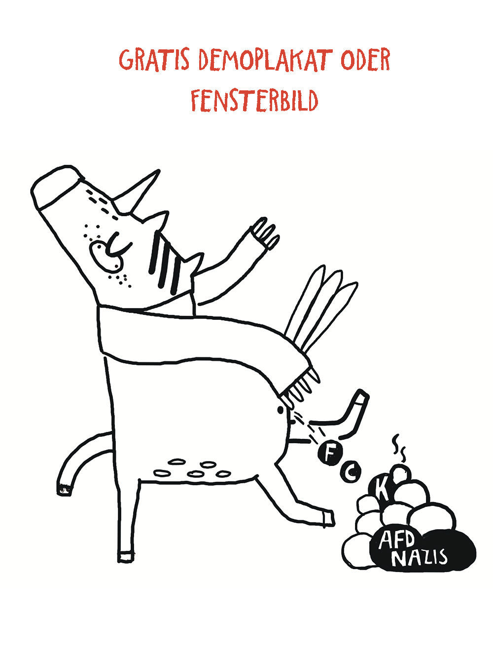 Demoplakat Fck AFD Einhorn | Downloaddatei