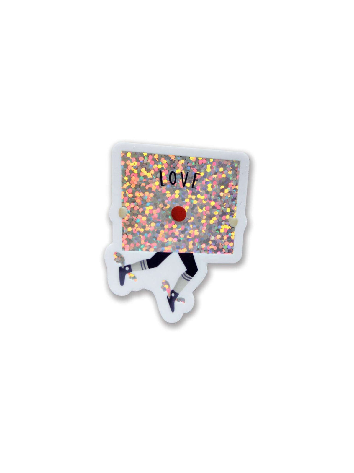 glitzersticker liebe mit liebesbrief und einem fliegenden Mensch dahinter