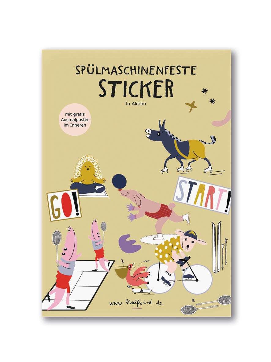 spülmaschinenfeste sticker in aktion von halfbird designed von pauline polom