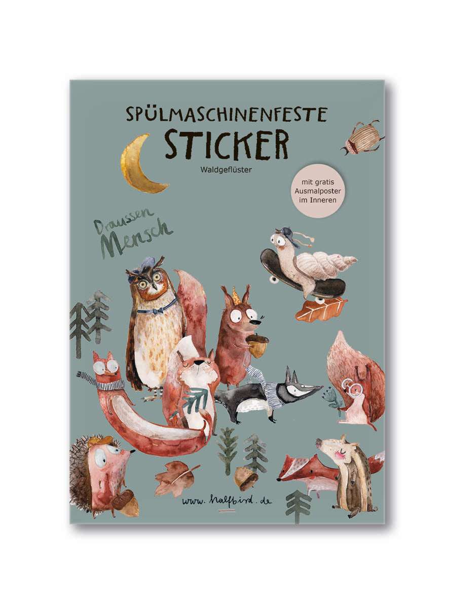 Spülmaschinenfeste Sticker "Waldgeflüster" von Halfbird