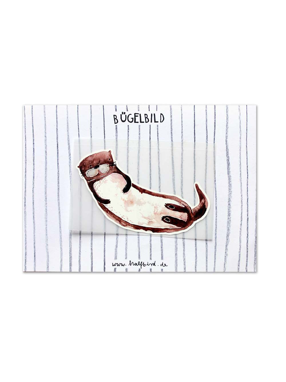 Bügelbild Otter aufgeklebt auf einer Karte von halfbird