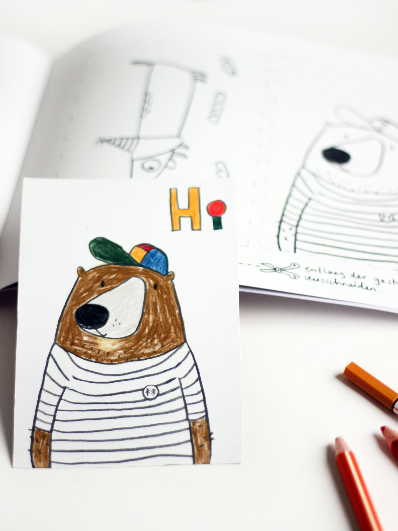 Ausmalpostkarte aus dem ABC Malbuch von halfbirdmona