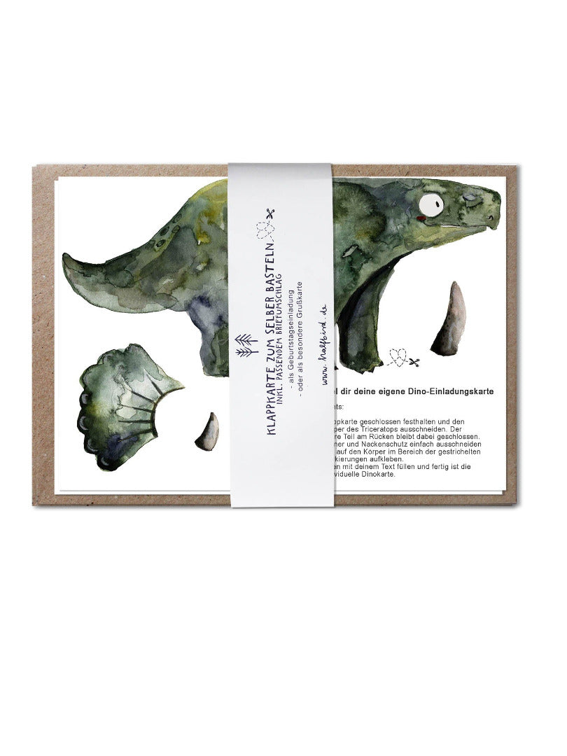 Klappkarte Einladungskarte im Set Dino