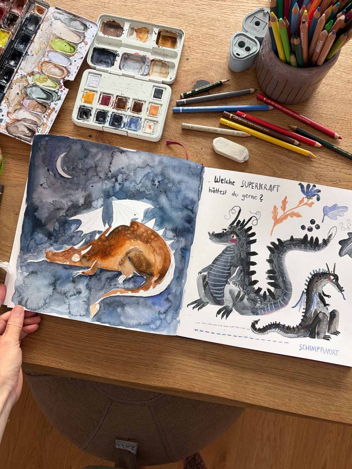 Aquarellfarbkasten Van Gogh X Halfbird mit Illustrationen von Mona