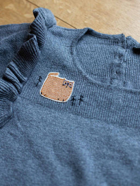 Aufnäher Katze braun von Halfbird auf Wollkleid 