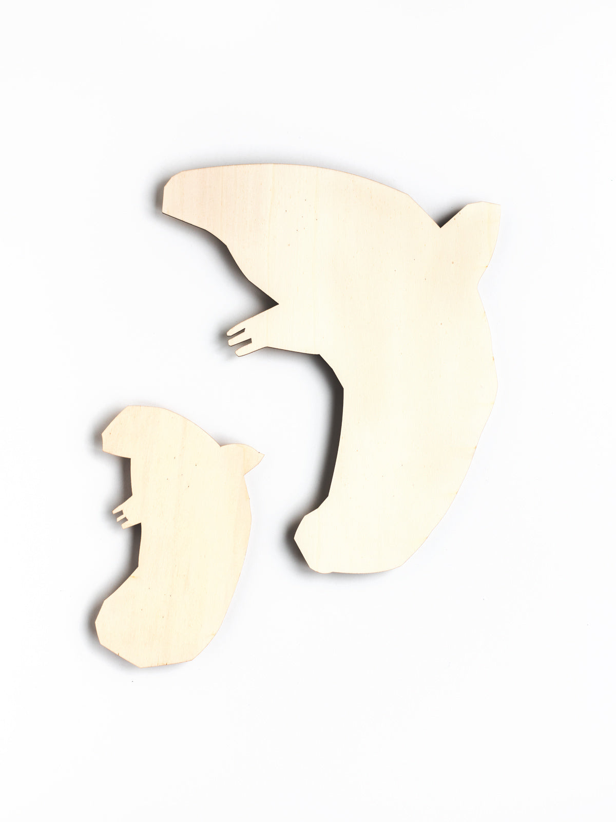 Vergleichsbild des Holz Vogels" Birdie 1" und "Birdie 5" in Natur, unbemalt