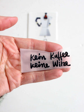 nahansicht bügelbild randlos von halfbird kein kaffee keine witze