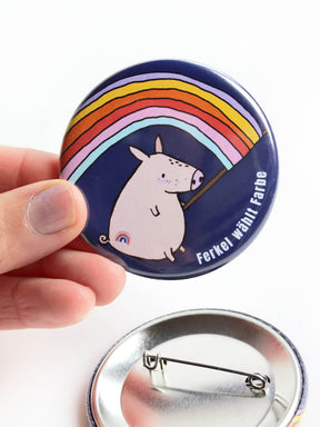 Button "Ferkel wählt Farbe" | Anstecker