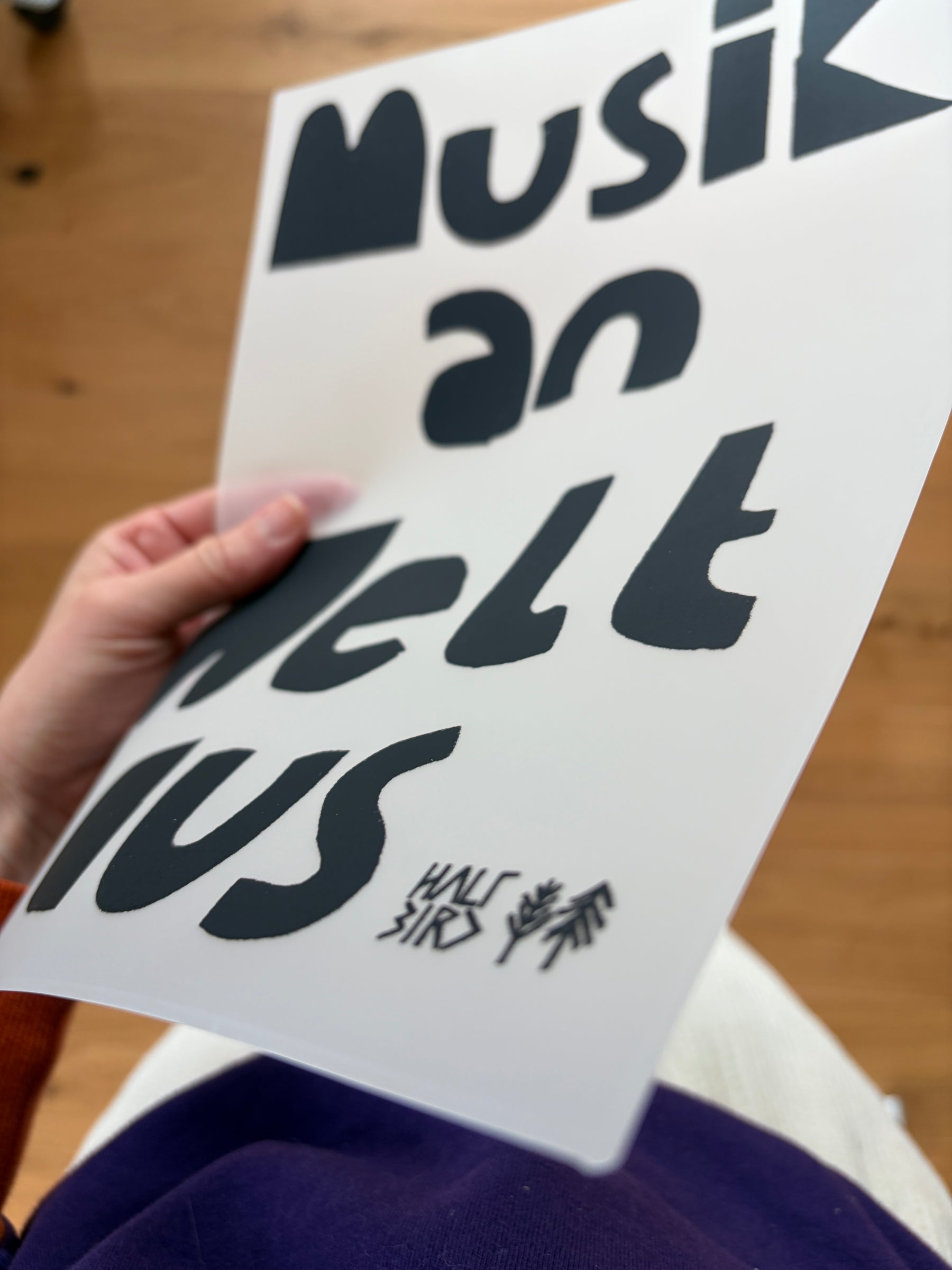 XXL Bügelbild randlos "Musik an, Welt aus"