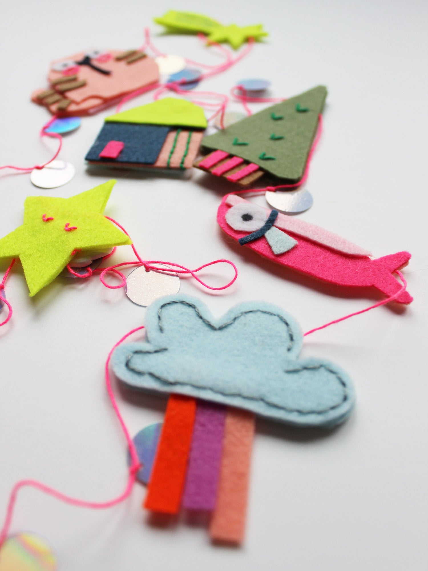 Filz Girlande - Papieranhänger | Bastelvorlage