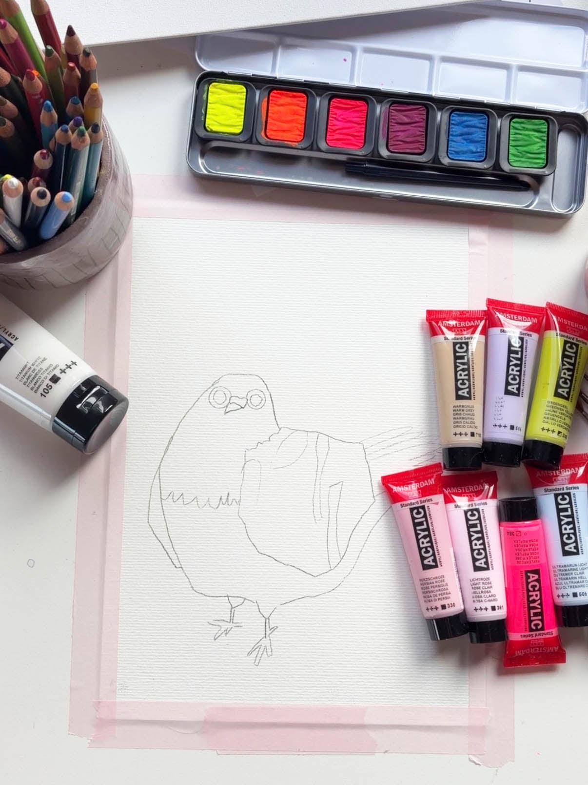 Acrylfarbe weiß Amsterdam| 2er Pack