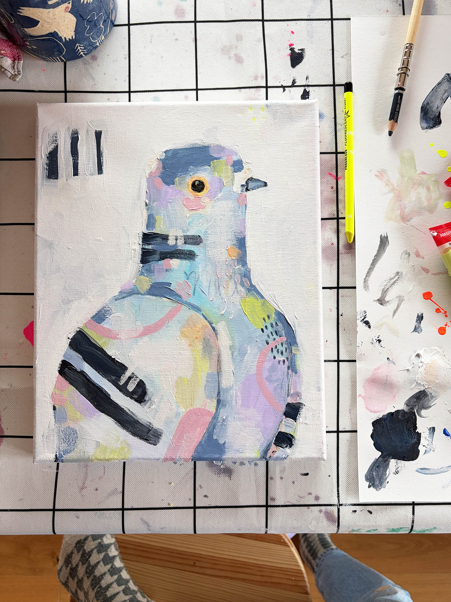 Bild gemalt mit dem Acrylfarben Set Birdie von Halfbird