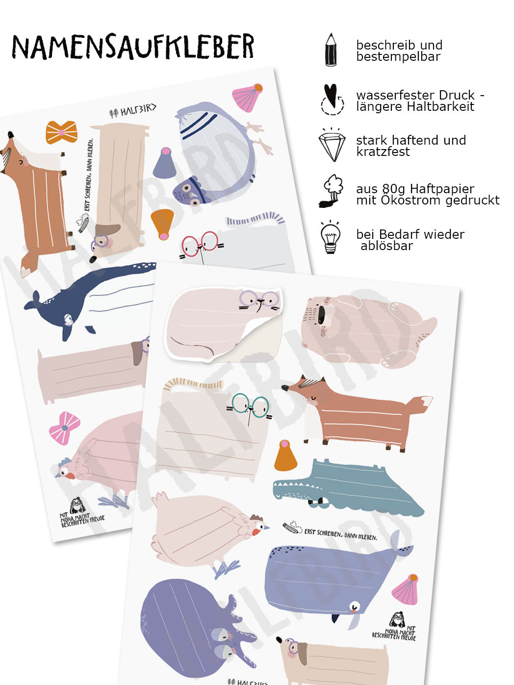 VORBESTELLUNG Namensetiketten Papier | tierische Party