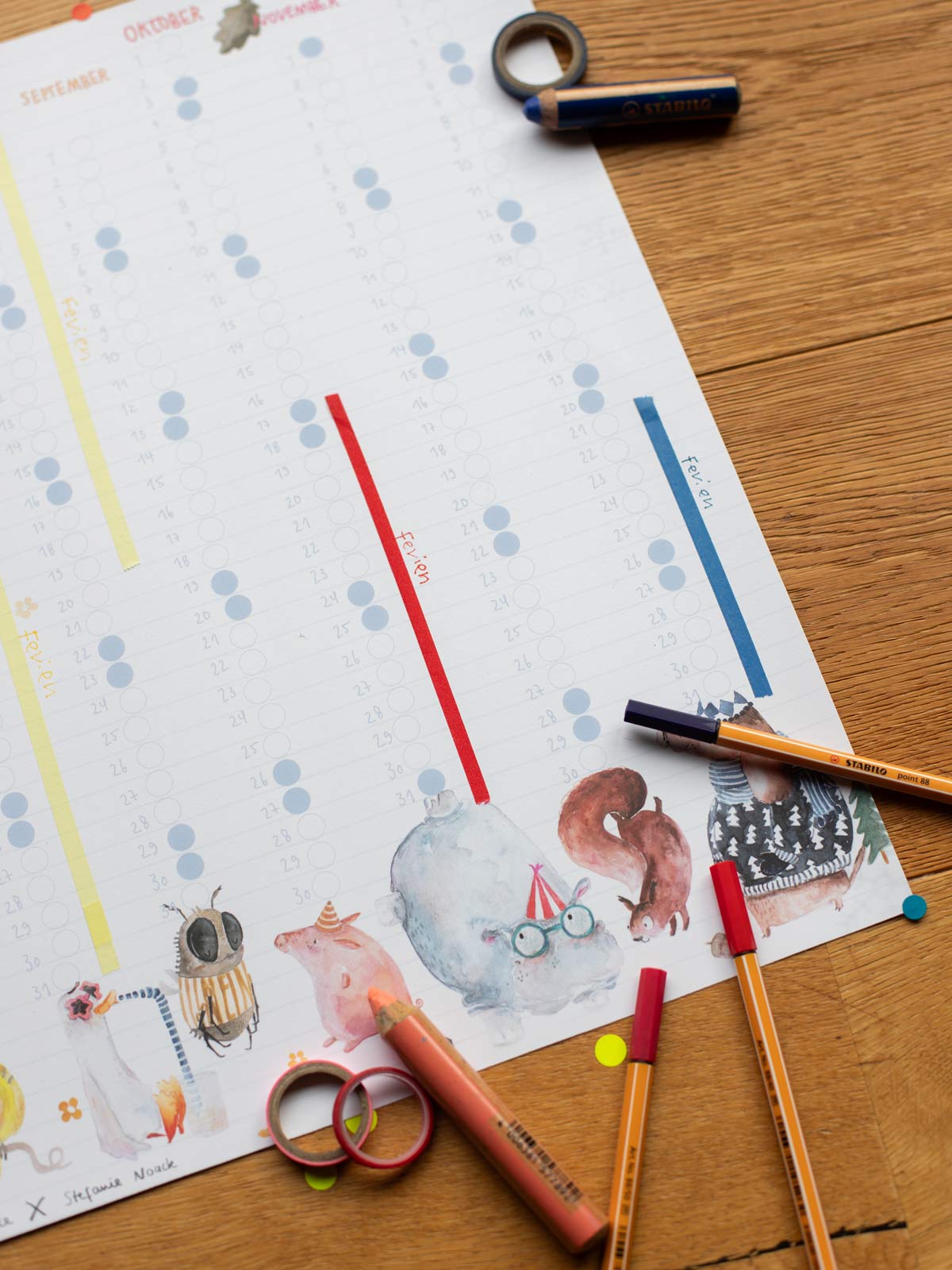 Detailbild Stickerkalender nach Montessori von Halfbird 