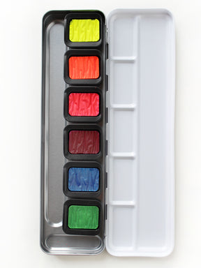 Aquarellfarbkasten in Neonfarben von Halfbird