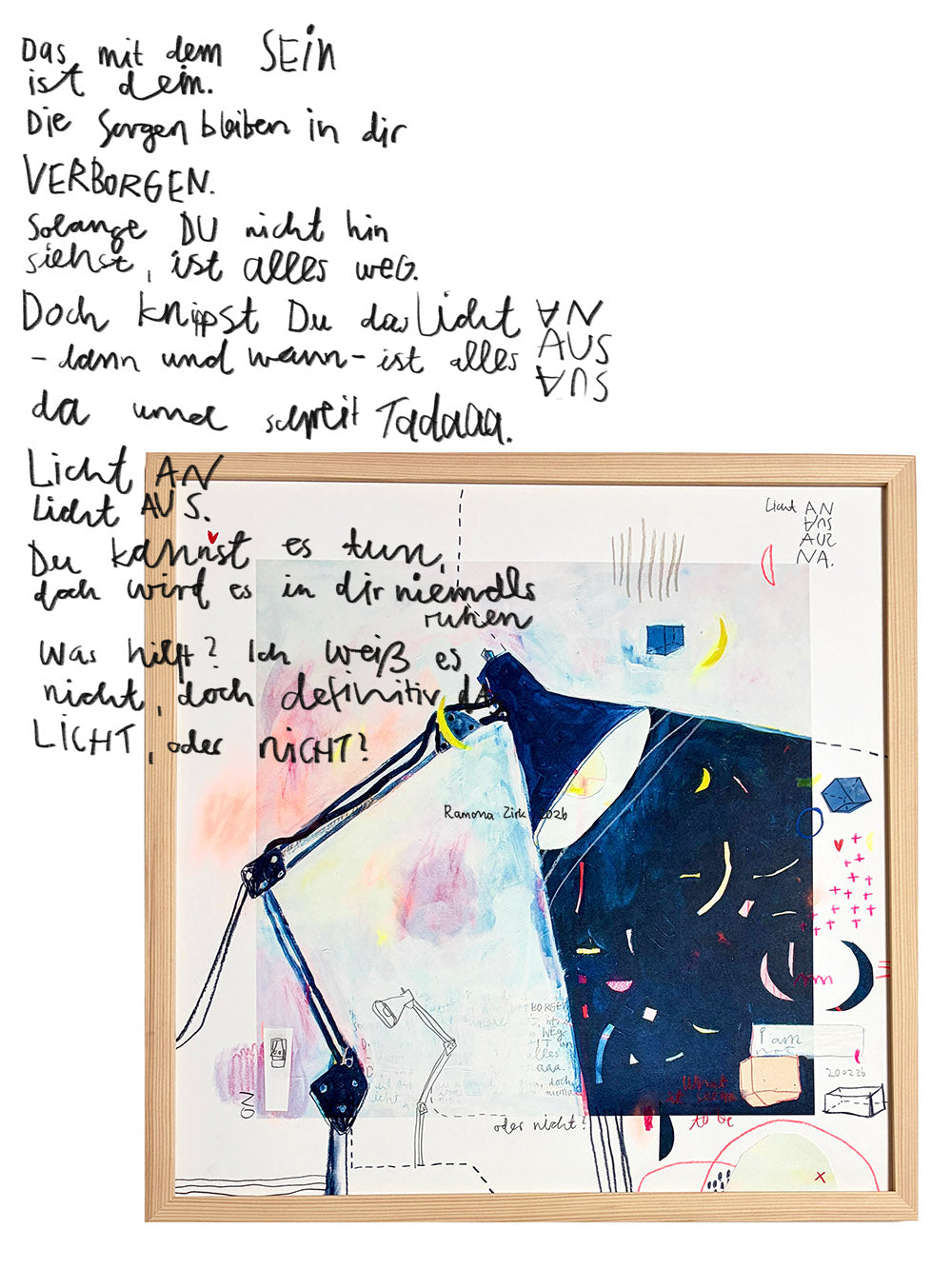 handbemalter Artprint "Licht an" 50x50cm