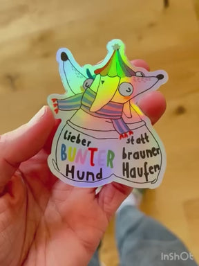 Holografischer Sticker "bunter Hund"