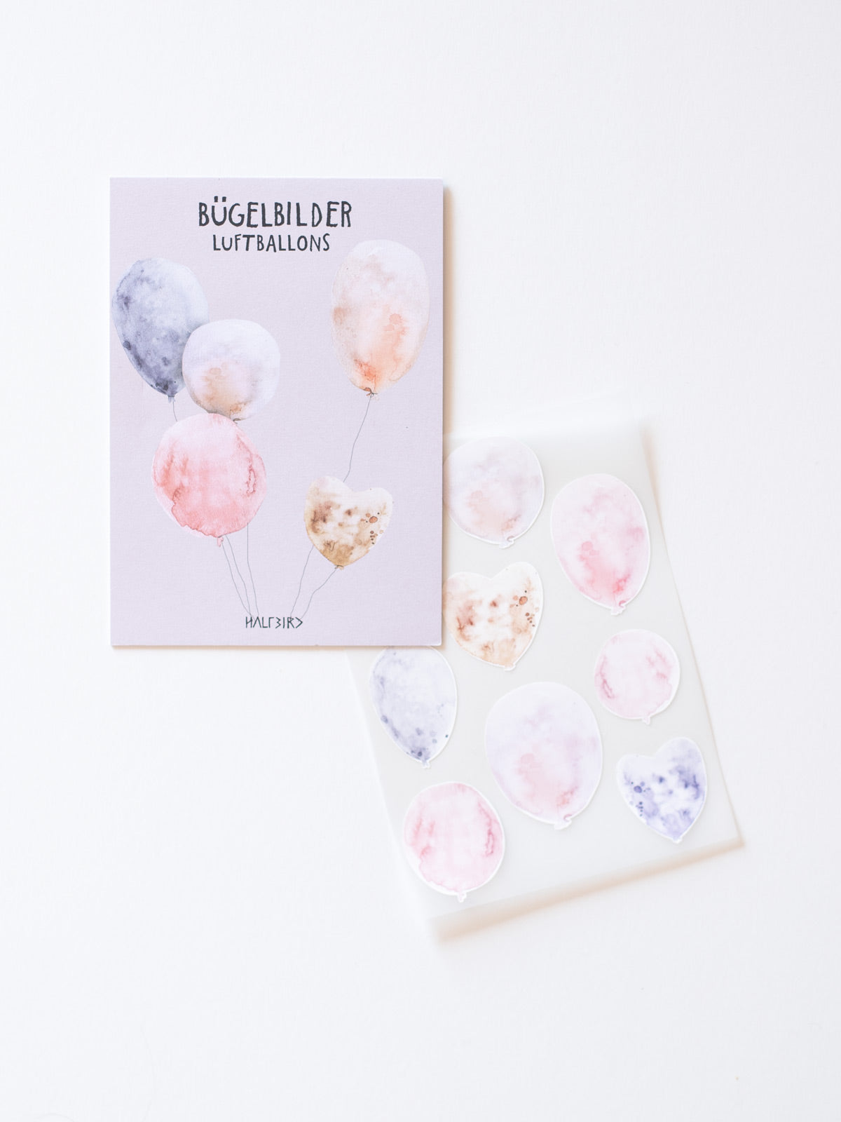 Set randlose Bügelbilder Luftballons Halfbird