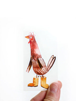 Bügelbild Huhn mit Gummistiefel