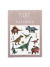 vegane Kindertattoos Dinosaurier von halfbird mit den Dinos Triceratops, Ankylosaurus, Stegosaurus, T-Rex und mehr